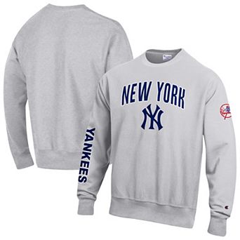 Men's Champion Gray New York Yankees Reverse Weave Chenille Sweatshirt