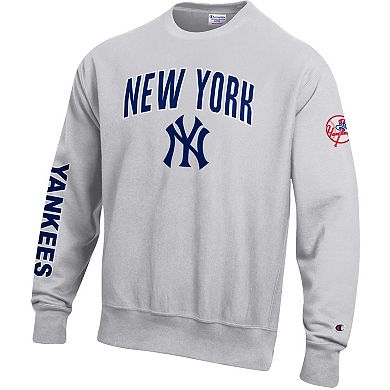 Men's Champion Gray New York Yankees Reverse Weave Chenille Sweatshirt