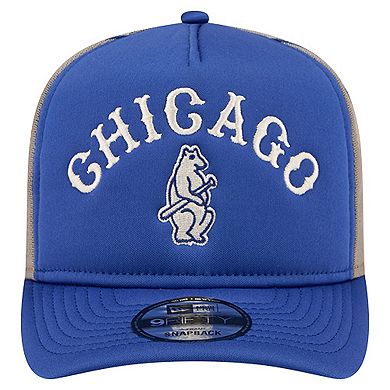 Men's New Era Royal Chicago Cubs Vintage Arched Foam Front 9FIFTY A-Frame Adjustable Trucker Hat