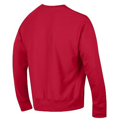 Men's Champion Scarlet Cleveland Guardians Reverse Weave Chenille Sweatshirt