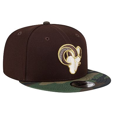Men's New Era Dark Brown Los Angeles Rams Burnt Wood Camo 9FIFTY Snapback Hat
