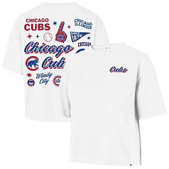 Women's '47 White Chicago Cubs Collage Script Reed City T-Shirt