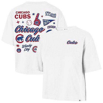 Women's '47 White Chicago Cubs Collage Script Reed City T-Shirt