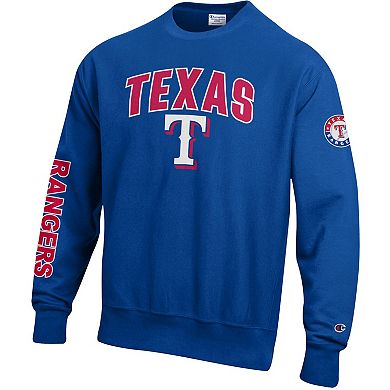Men's Champion Royal Texas Rangers Reverse Weave Chenille Sweatshirt