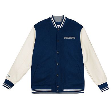 Youth Mitchell & Ness Navy/Cream Dallas Cowboys Full-Snap Varsity Jacket