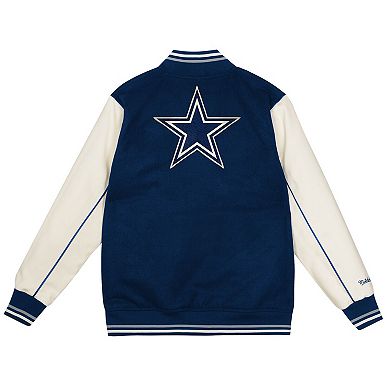 Youth Mitchell & Ness Navy/Cream Dallas Cowboys Full-Snap Varsity Jacket