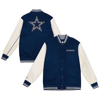 Youth Mitchell & Ness Navy/Cream Dallas Cowboys Full-Snap Varsity Jacket