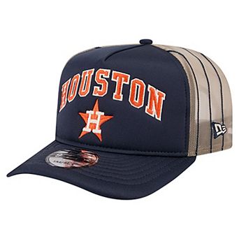 Men's New Era Navy Houston Astros Vintage Arched Foam Front 9FIFTY A-Frame Adjustable Trucker Hat