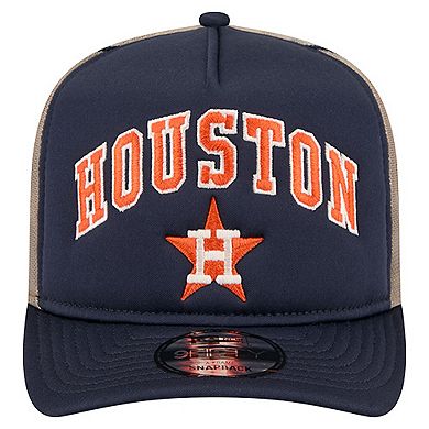 Men's New Era Navy Houston Astros Vintage Arched Foam Front 9FIFTY A-Frame Adjustable Trucker Hat