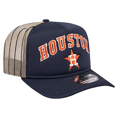 Men's New Era Navy Houston Astros Vintage Arched Foam Front 9FIFTY A-Frame Adjustable Trucker Hat