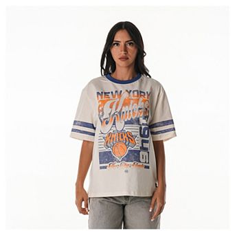 Women's The Wild Collective Cream New York Knicks Vintage Drop Shoulder Oversized Boyfriend T-Shirt
