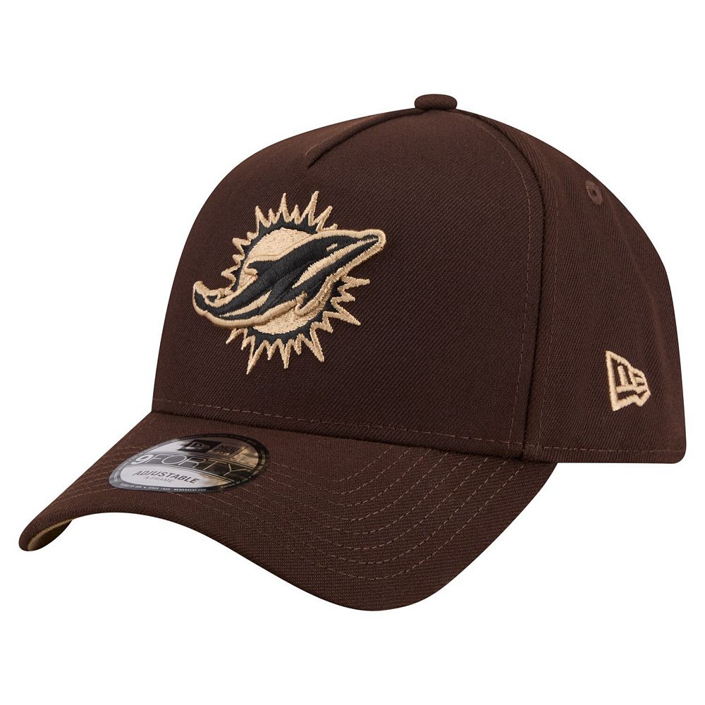 Men's New Era Dark Brown Miami Dolphins Burnt Wood A-Frame 9FORTY