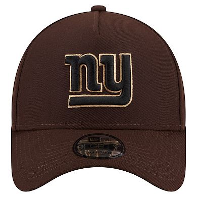 Men's New Era Dark Brown New York Giants Burnt Wood A-Frame 9FORTY Adjustable Hat