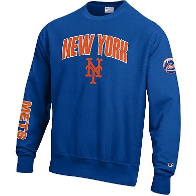 Men's Champion Royal New York Mets Reverse Weave Chenille Sweatshirt