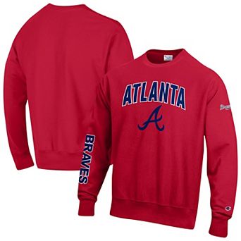 Men's Champion Scarlet Atlanta Braves Reverse Weave Chenille Sweatshirt