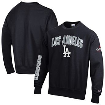 Men's Champion Black Los Angeles Dodgers Reverse Weave Chenille Sweatshirt