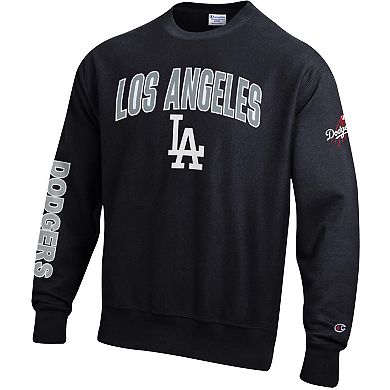 Men's Champion Black Los Angeles Dodgers Reverse Weave Chenille Sweatshirt