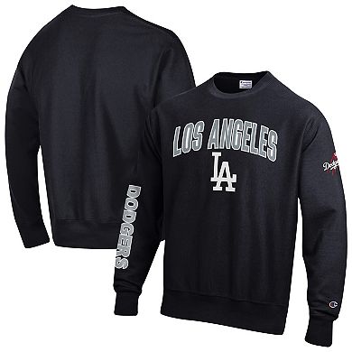 Men's Champion Black Los Angeles Dodgers Reverse Weave Chenille Sweatshirt