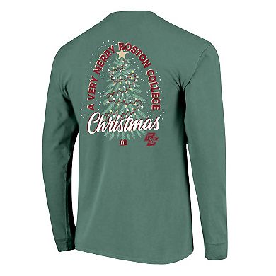 Men's Image One Light Green Boston College Eagles Holiday Long Sleeve T-Shirt