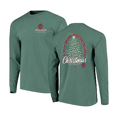 Men's Image One Light Green Boston College Eagles Holiday Long Sleeve T-Shirt