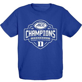 Youth Blue 84 Royal Duke Blue Devils 2025 ACC Football Champions Locker Room T-Shirt