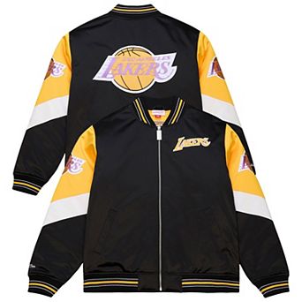 Men's Mitchell & Ness Black Los Angeles Lakers Throw It Back Heavyweight Full-Zip Satin Jacket