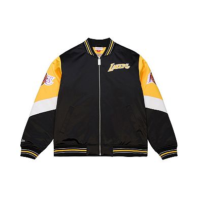 Men's Mitchell & Ness Black Los Angeles Lakers Throw It Back Heavyweight Full-Zip Satin Jacket