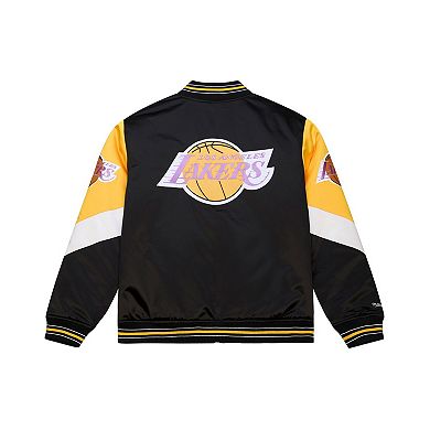 Men's Mitchell & Ness Black Los Angeles Lakers Throw It Back Heavyweight Full-Zip Satin Jacket