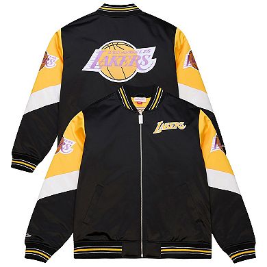 Men's Mitchell & Ness Black Los Angeles Lakers Throw It Back Heavyweight Full-Zip Satin Jacket