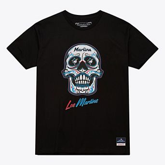 Women's Mitchell & Ness Black Miami Marlins Sugar Skull Boxy T-Shirt
