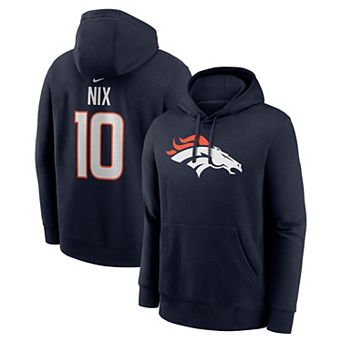 Men's Nike Bo Nix Navy Denver Broncos Name & Number Fleece Hoodie
