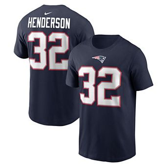 Men's Nike TreVeyon Henderson Navy New England Patriots Name & Number T-Shirt