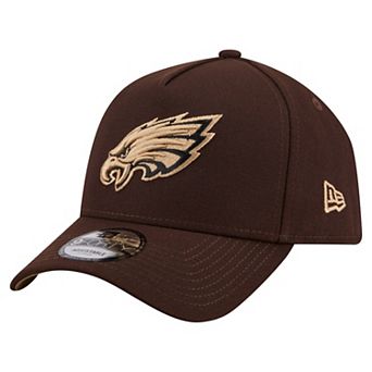 Men's New Era Dark Brown Philadelphia Eagles Burnt Wood A-Frame 9FORTY Adjustable Hat