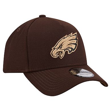 Men's New Era Dark Brown Philadelphia Eagles Burnt Wood A-Frame 9FORTY Adjustable Hat