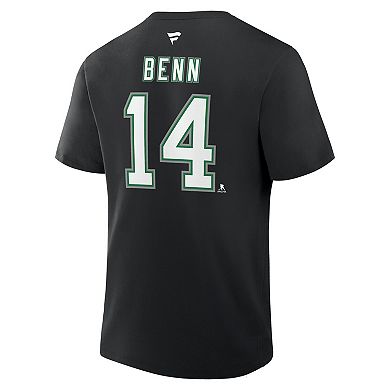 Men's Fanatics Jamie Benn Black Dallas Stars Authentic Stack Name & Number T-Shirt