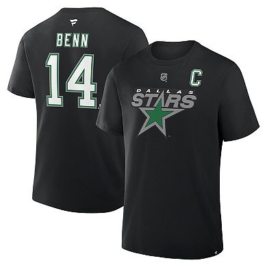 Men's Fanatics Jamie Benn Black Dallas Stars Authentic Stack Name & Number T-Shirt