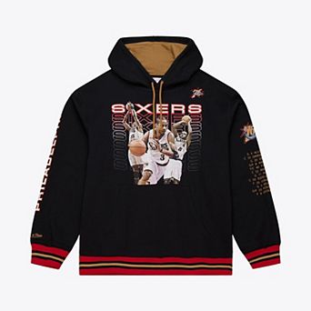 Men's Mitchell & Ness Black Philadelphia 76ers Hardwood Classics Originals Collection 2000-2001 Team Roster Fleece Hoodie