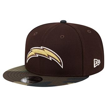 Men's New Era Dark Brown Los Angeles Chargers Burnt Wood Camo 9FIFTY Snapback Hat