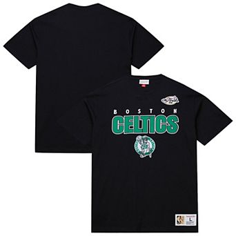 Men's Mitchell & Ness Black Boston Celtics Hardwood Classics Throw It Back Premium T-Shirt