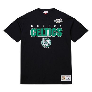 Men's Mitchell & Ness Black Boston Celtics Hardwood Classics Throw It Back Premium T-Shirt