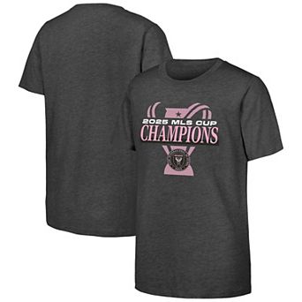 Youth Outerstuff Heather Gray Inter Miami CF 2025 MLS Cup Champions Locker Room T-Shirt