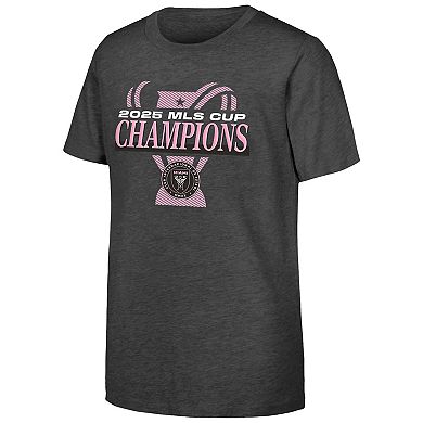 Youth Outerstuff Heather Gray Inter Miami CF 2025 MLS Cup Champions Locker Room T-Shirt