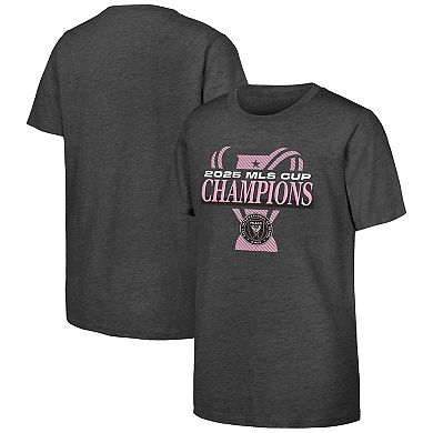 Youth Outerstuff Heather Gray Inter Miami CF 2025 MLS Cup Champions Locker Room T-Shirt