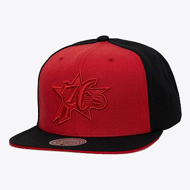 Men's Mitchell & Ness Red/Black Philadelphia 76ers Color Pop Snapback Hat