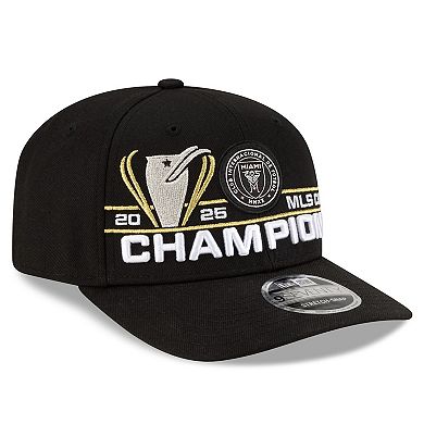 Men's New Era Black Inter Miami CF 2025 MLS Cup Champions Locker Room 9SEVENTY Adjustable Hat
