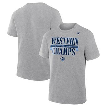 Men's Fanatics Heather Gray Vancouver Whitecaps FC 2025 MLS Western Conference Champions Locker Room T-Shirt