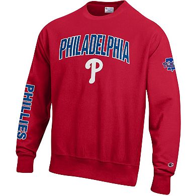 Men's Champion Scarlet Philadelphia Phillies Reverse Weave Chenille Sweatshirt