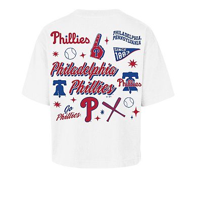 Women's '47 White Philadelphia Phillies Collage Script Reed City T-Shirt