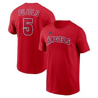 Men's Nike Albert Pujols Red Los Angeles Angels Cooperstown Collection Name & Number T-Shirt