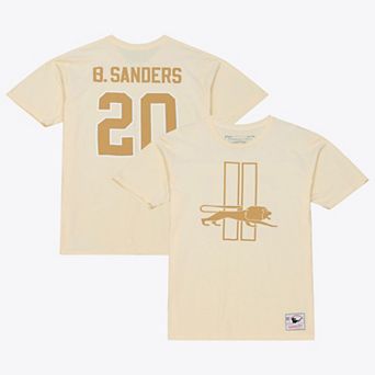 Men's Mitchell & Ness Barry Sanders Cream Detroit Lions Sandman Name & Number T-Shirt